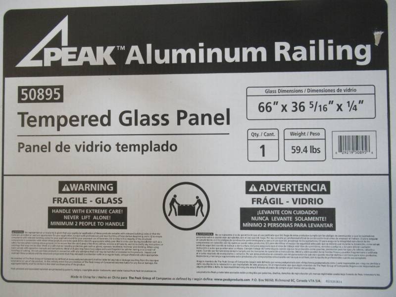 lot 73 image: 2 Peak Aluminum Railing 66 in. x 36-516 in. x 14 in. Tempered Glass Panels, 50895