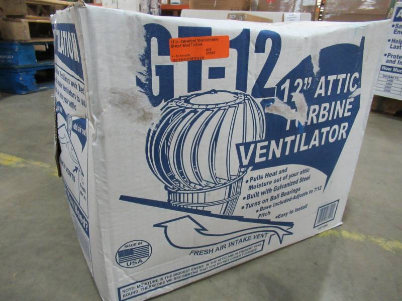 lot 49 image: Lomanco 12 in. Galvanized Steel Internally Braced Wind Turbine, GT12
