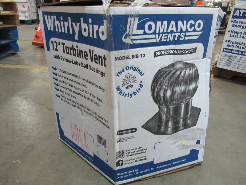 lot 44 image: Whirlybird 12 in. Mill Finish Aluminum Internally Braced Wind Turbine, BIB12