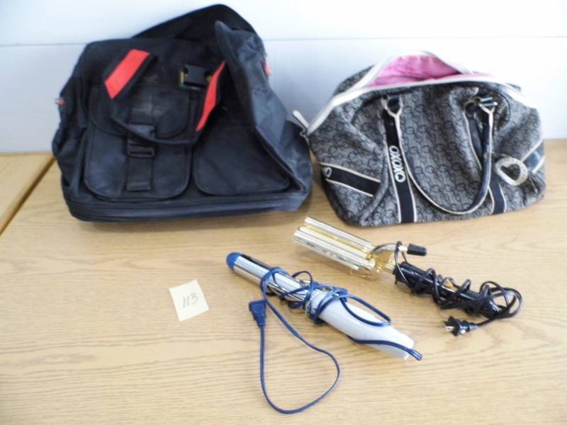 lot 113 image: XO Bag - Rolling Tote - Curling Irons