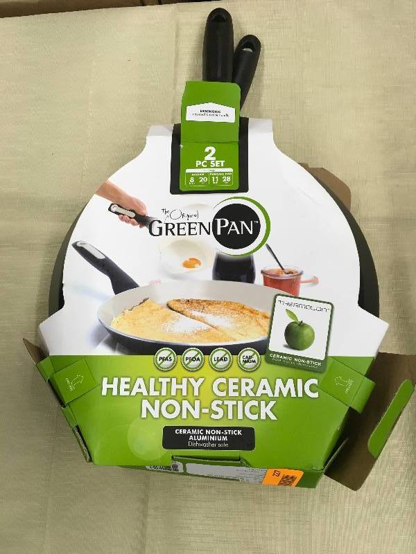 lot 227 image: Greenpan 2PC Fry Pan Set, Retail $39.99