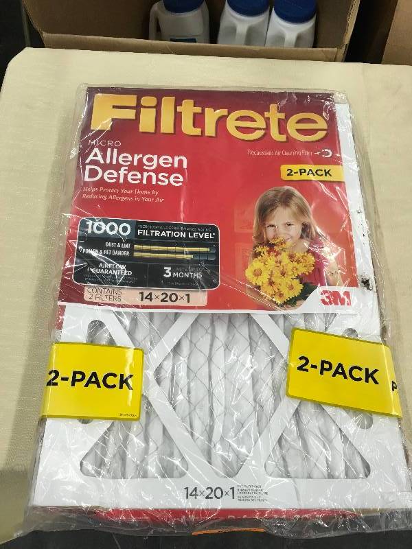 lot 257 image: Filtrete 14x20x1 2 Pack Air Filters, Retail $35.00