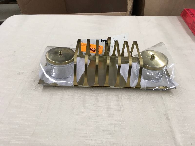 lot 260 image: Antique Toast Server - Brass - Hearth & Hand with Magnolia, Retail $22.99
