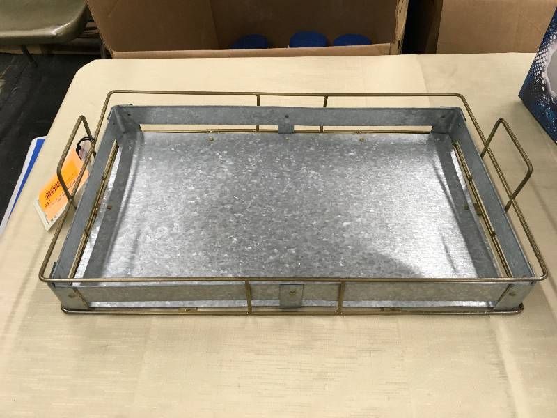 lot 266 image: Hearth & Hand Galvanized Metal Tray, Retail $24.99