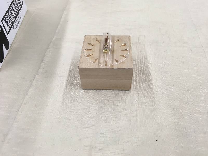 lot 268 image: 4 x 4 Woodgrain Desktop Clock - Hearth & Hand with Magnolia, Retail $20.99