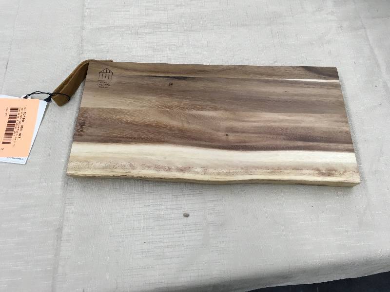 lot 283 image: Live Edge Acacia Cutting Board, Retail $14.99