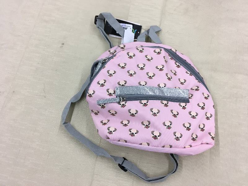 lot 297 image: Emoji White Dogs Back Pack, Retail $12.99