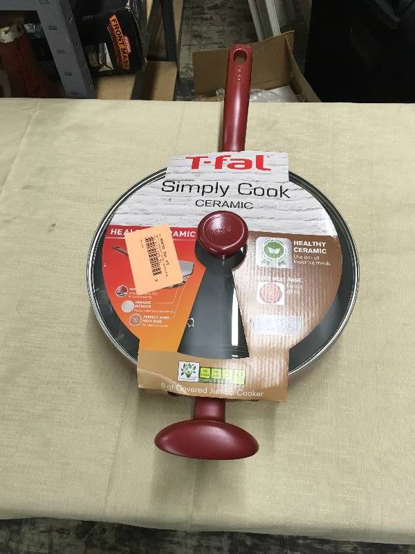 lot 446 image: T-fal 5qt Jumbo Cooker Red, Retail $27.99