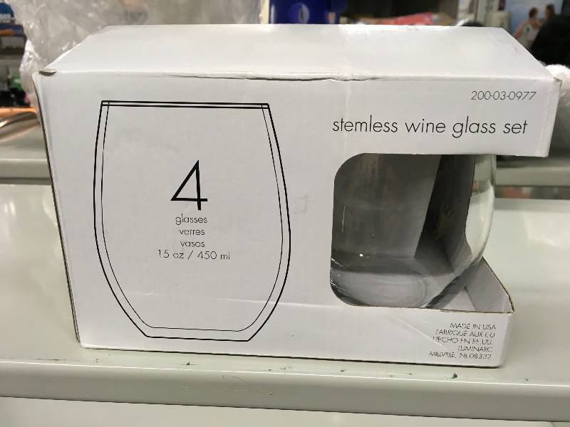 lot 456 image: Stemless Wine Glass Set, Retail $11.99