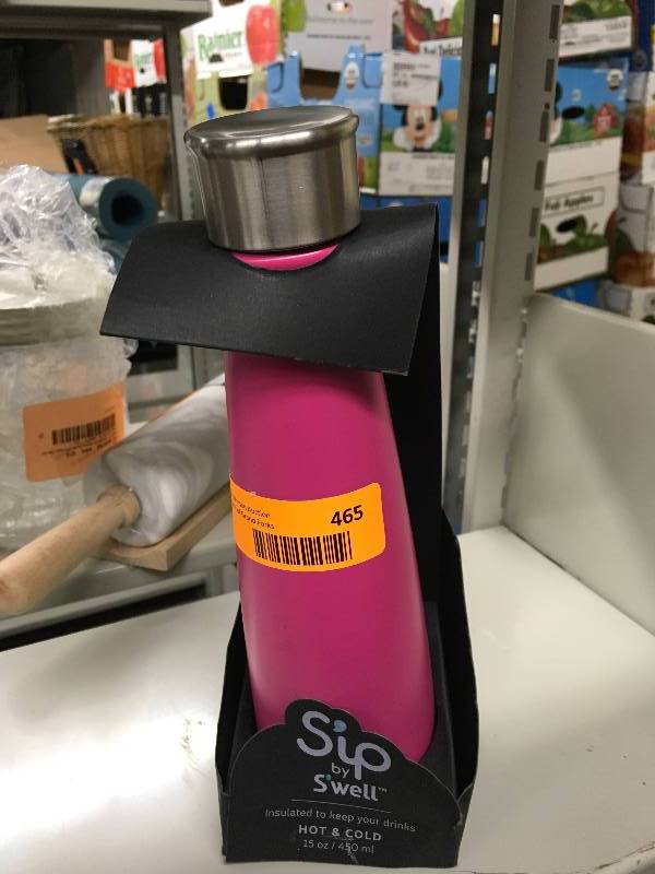 lot 465 image: Sip by Swell 15oz Stainless Steel Insulated Water Bottle, Retail $12.99