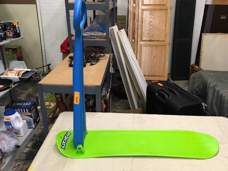 lot 478 image: Airhead Scoot Snow Scooter - BlueLime, Retail $23.99