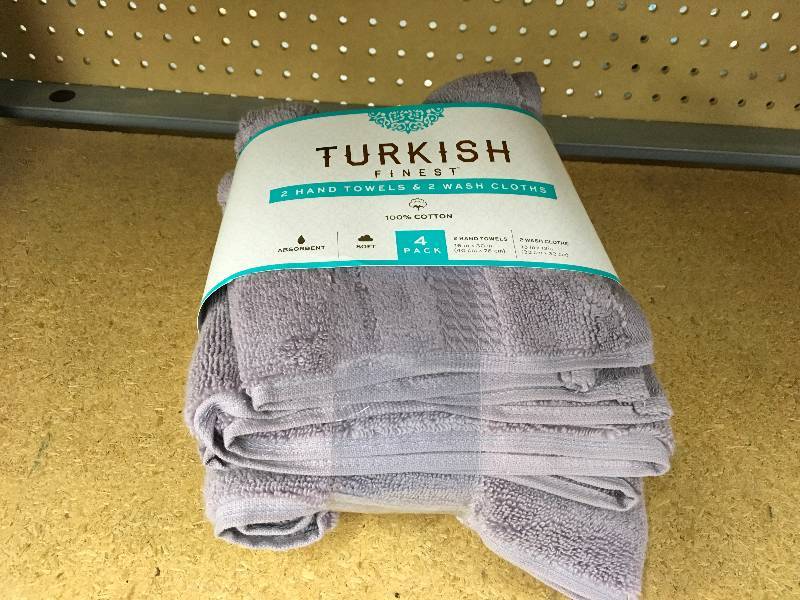 Turkish Finest Luxury 2 Hand Towels & 2 Wash Cloths, Retail $11.99