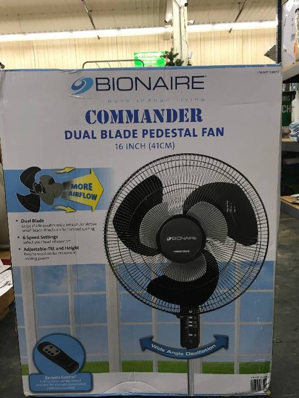Bionaire Commander Dual Blade Pedestal Fan, Retail $59.99