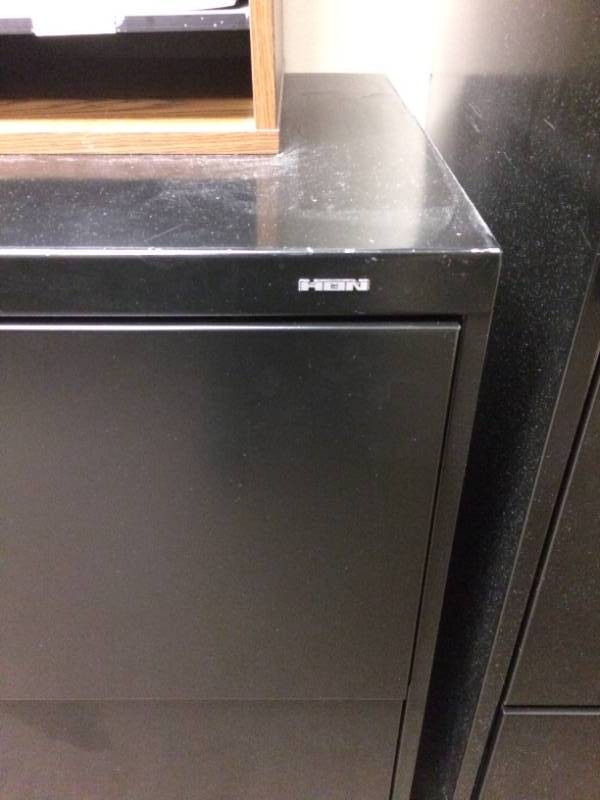 lot 14 image: MSRP $400 HON Brigade&nbspBlack&nbsp2-Drawer Office Filing Cabinet - 600 Series Lateral Legal or Letter File Cabinet 36W - Excellent Condition