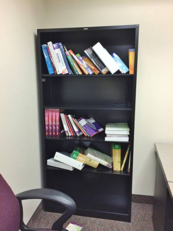 lot 18 image: MSRP $300 HON Brigade Metal 5 Shelf Black Bookcase 71 x 34 12 x 12 58 - Like New Condition - 4 Shelves Adjustable - Each Shelf Can Support 100lbs