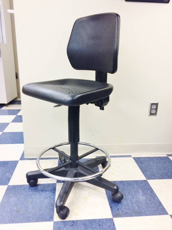 lot 5 image: MSRP $600 High Quality Heavy Duty Extended Height Industrial Multipositional Ergonomic Polyurethane Comfort & Durability Drafting Laboratory Stool Chair - Excellent Condition