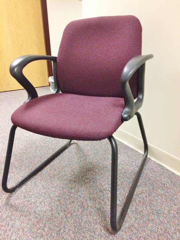 lot 68 image: MSRP $399 HON Company Gamut Series Oversized 21 Seat Width Sled Base Guest Chair Burgundy Fabric - Excellent Condition