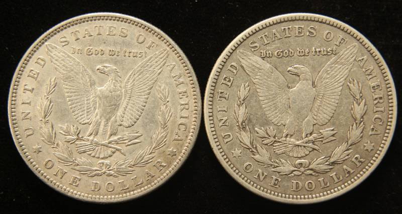 GROUP OF 2 MORGAN SILVER DOLLARS AS PICTURED