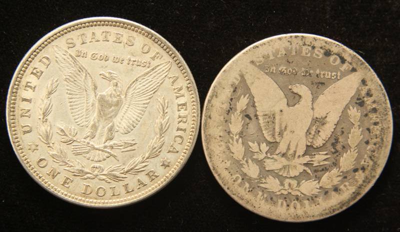 2 MORGAN SILVER DOLLARS AS PICTURED