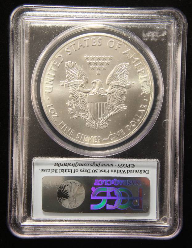2012(W) AMERICAN SILVER EAGLE 1 TROY OZ. .999 FINE SILVER MS70 PCGS FIRSTSTRIKE