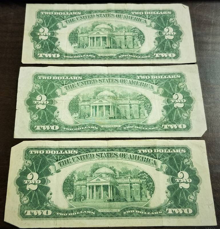GROUP OF 3 US RED SEAL $2 BILLS