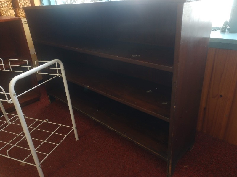 lot 36 image: Two Book Shelves and One White Wire Shelf Storage