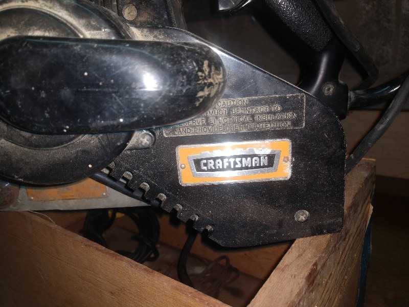 lot 48 image: WORKS Craftsman Belt Sander and Wood Crate