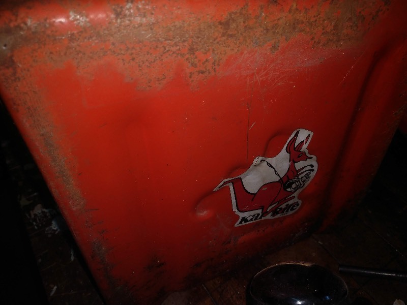 lot 2 image: Pair of Vintage Kar Rite Steel Red Car Ramps and Vintage Craftsman Circular Saw. Saw WORKS