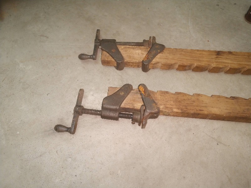 lot 6 image: Two Vintage Notched Wood Clamps