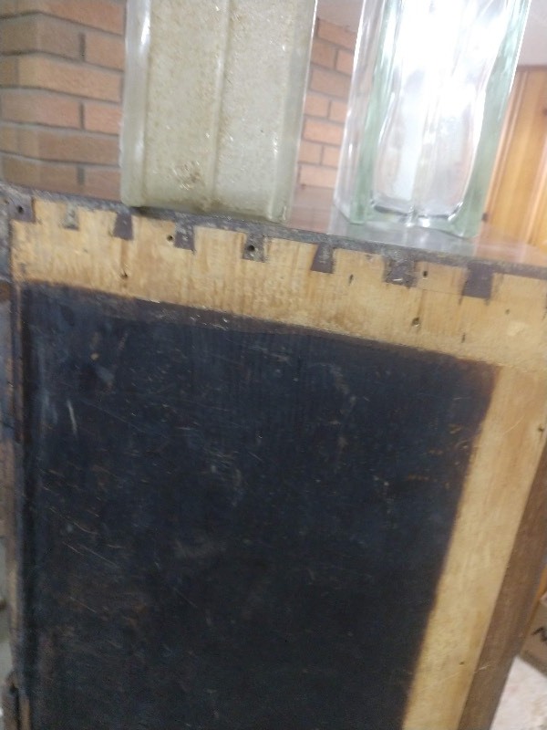 lot 117 image: Aged Bookcase w Craftsman Details and Glass Blocks