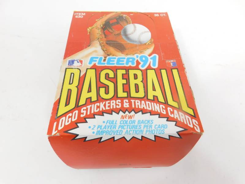 lot 47 image: Fleer 91 Official Licensee Major League Baseball Logo Stickers & Trading Cards--36 CT.