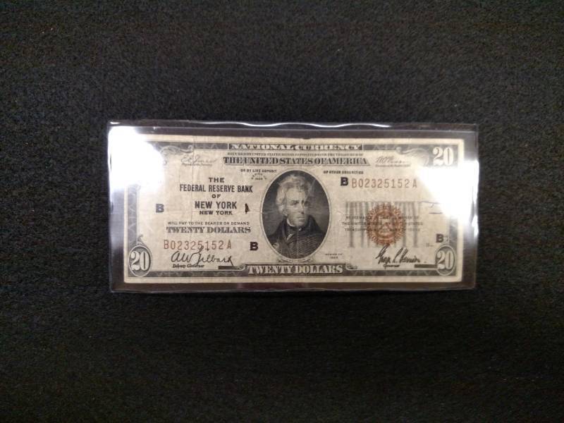 lot 102 image: 1929 Twenty Dollars National Curren...