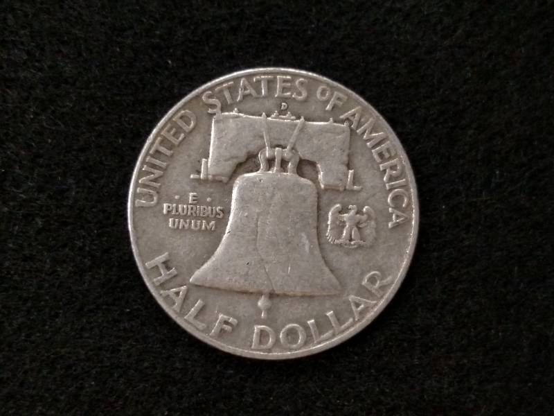 lot 72 image: 1957 D Franklin Silver Half Dollar...