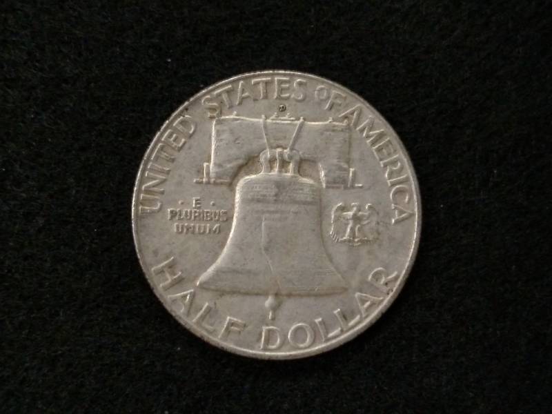 lot 74 image: 1958 D Franklin Silver Half Dollar...