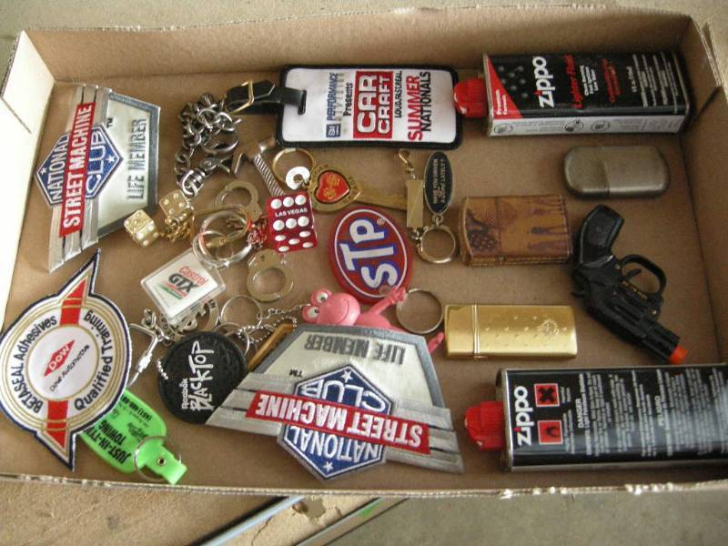 lot 18 image: Vintage Lighters, Keychains, Patches