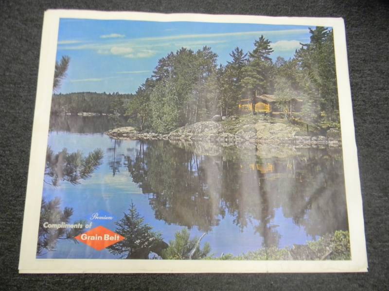 lot 24 image: RARE - VINTAGE GRAIN BELT BEER MPLS. BREWING CO. ADVERTISING PRINT - RARE - APPROX 33 BY 27 ON CANVAS TYPE PAPER - SEE PICTURES