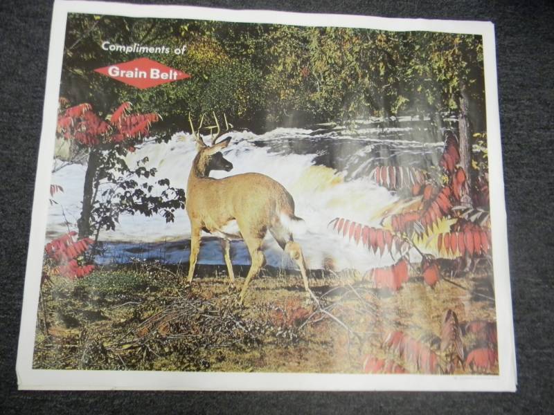 lot 25 image: RARE - VINTAGE GRAIN BELT BEER MPLS. BREWING CO. ADVERTISING PRINT - RARE - APPROX 33 BY 27 ON CANVAS TYPE PAPER - SEE PICTURES