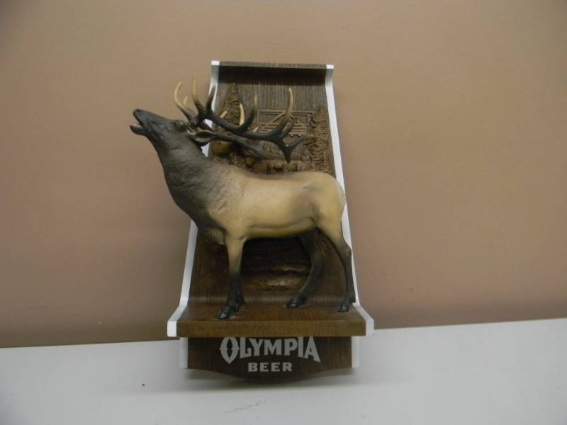 lot 45 image: OLYMPIA BEER ELK SIGN - NICE CONDITION - APPROX 10 BY 15 - SEE PICTURES