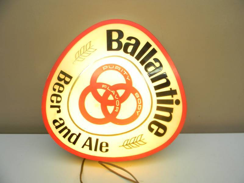 lot 47 image: BALLANTINE BEER LIGHTED SIGN IN NICE WORKING CONDITION - APPROX 15 BY 15 - SEE PICTURES