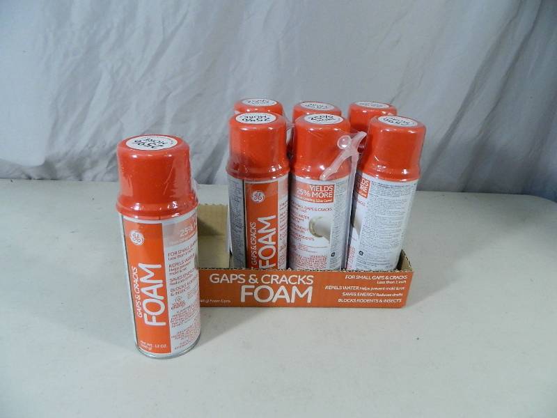 lot 23 image: 7 New Cans of GE Gaps and Cracks Foam