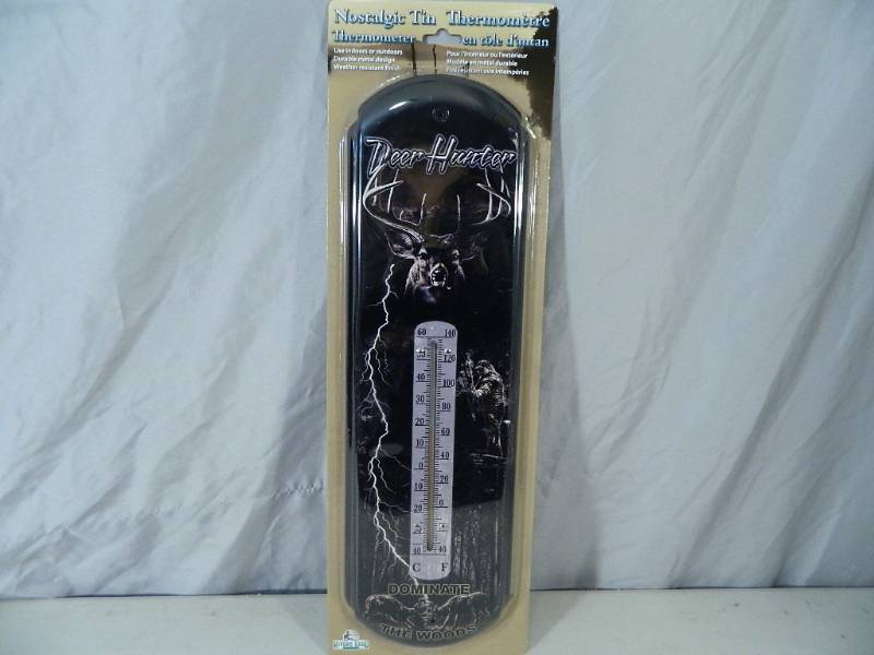 lot 48 image: New Deer Hunter Nostalgic Tin Thermometer