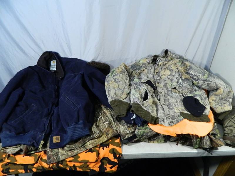 lot 107 image: Assorted Hunting Jackets, Carhartt, Etc