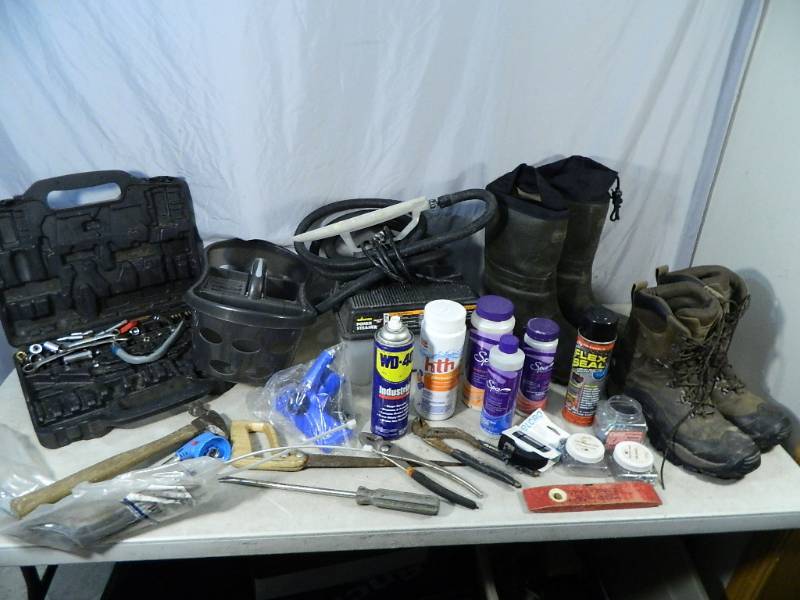 lot 117 image: Boots, Spa Chemicals, Tools, Etc
