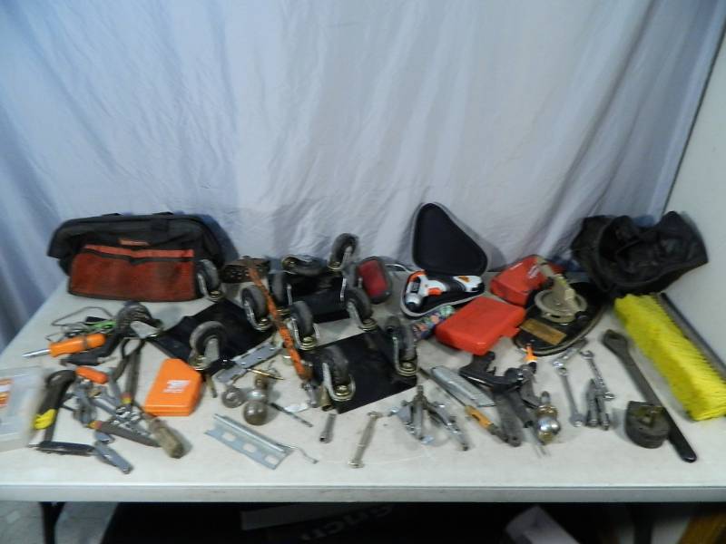 lot 126 image: Snowmobile Dollies, Tools, Etc