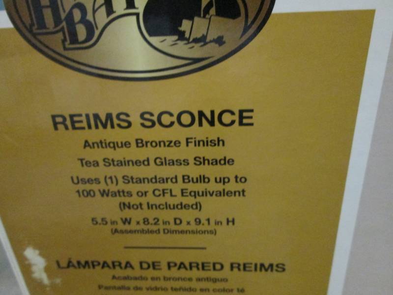 lot 33 image: Hampton Bay Reims 1 Light Sconce Re...