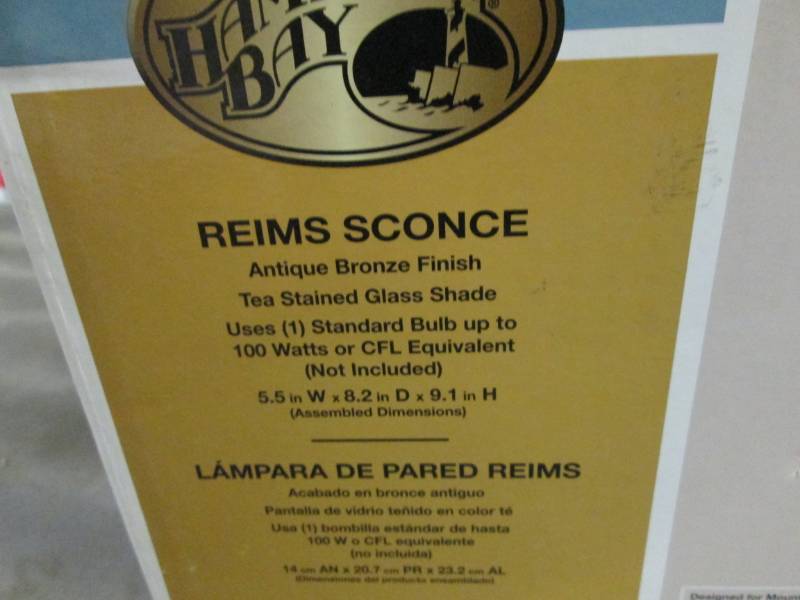 lot 34 image: Hampton Bay Reims 1 Light Sconce Re...