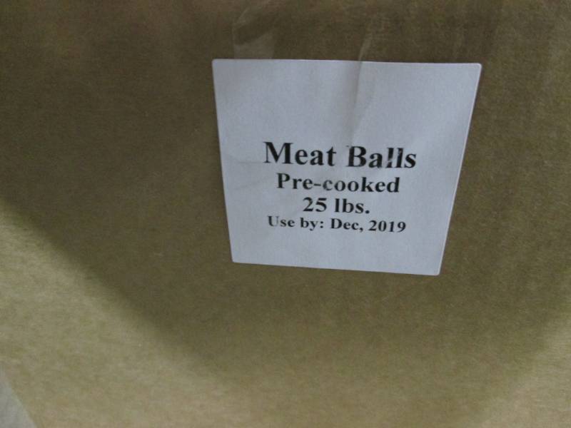 25 Pound Case of Beef Meatballs, pre cooked, dated Dec. 2019