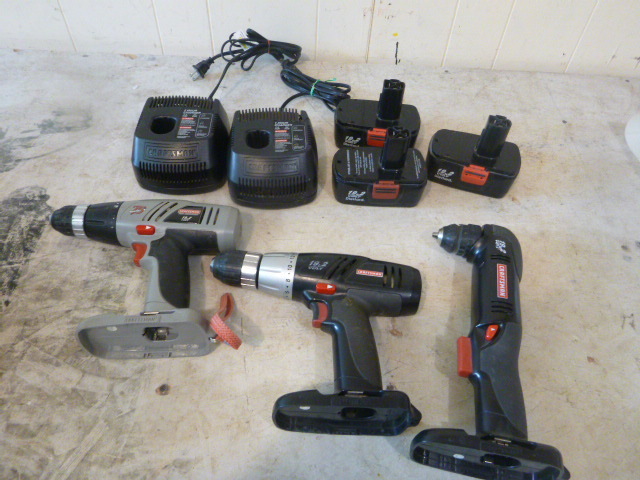 lot 10 image: 3 Craftsman Drills