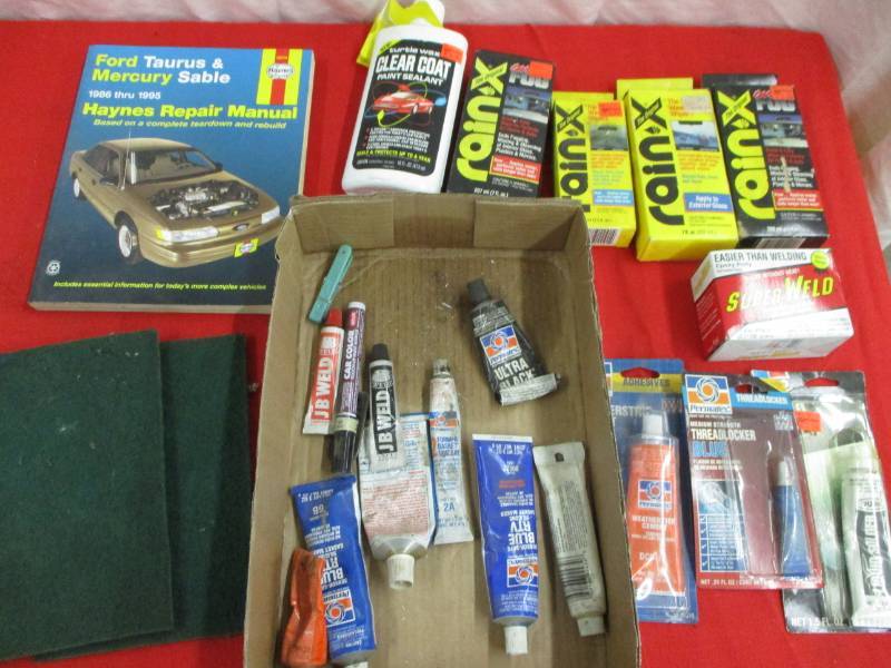 lot 27 image: Rain X, JB weld, Liquid Weld, Loctite