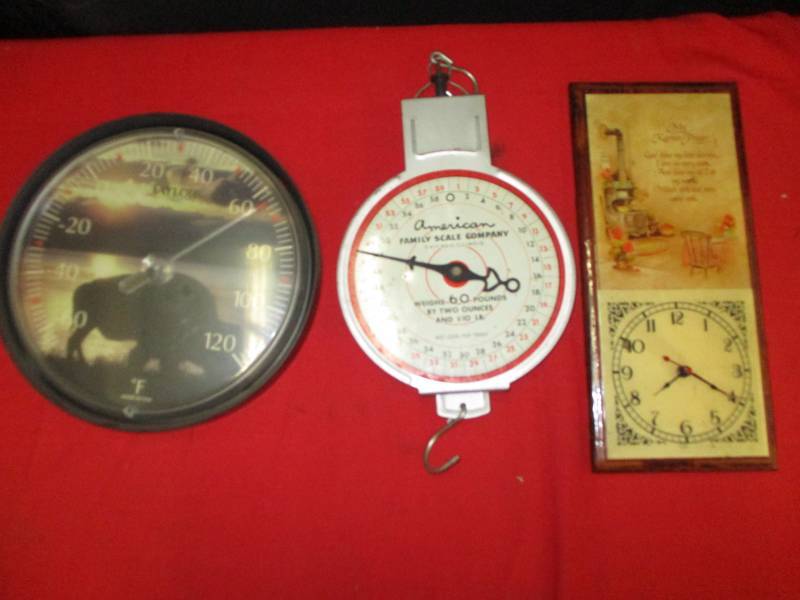 lot 115 image: Clock, Scale, Therometer